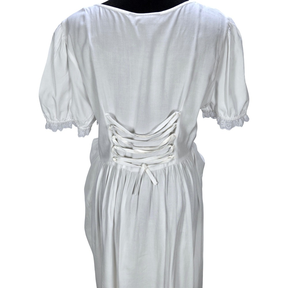 Women's Pirate Dressing Large White Lace Trim Bustle Adjustable Dress‎ Victorian - Picture 5 of 6